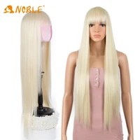 noble girl synthetic machine made wig 32inch long straight wigs with bangs colorful wig ombre blonde wig for women cosplay wigs