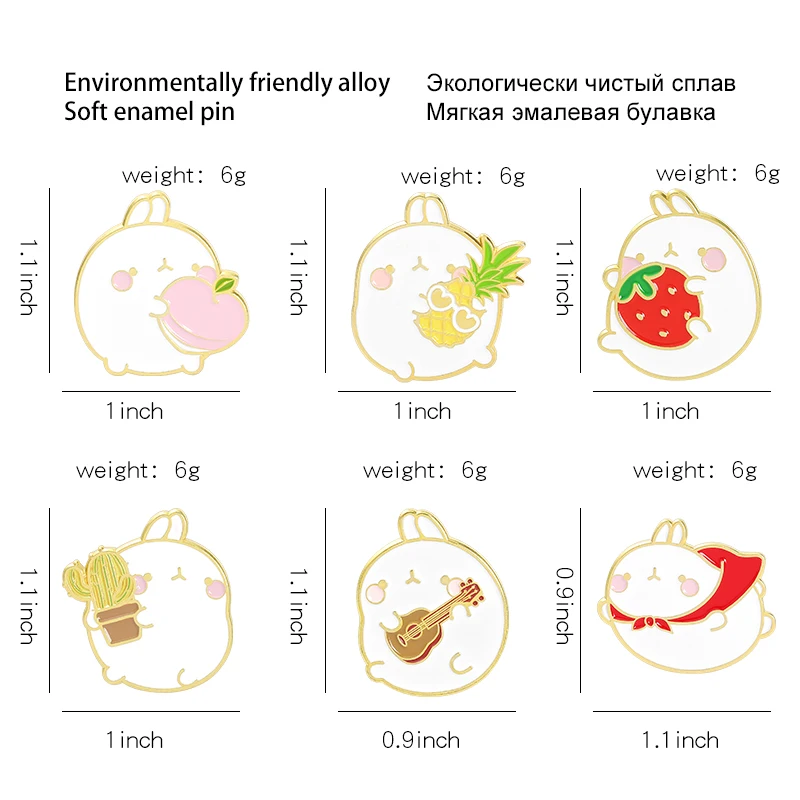 

Cartoon Bunny Playing Band Enamel Pin Embrace Cactus Pineapple Strawberry Brooch Animal Lapel Pin Badge Jewelry For Women Gifts