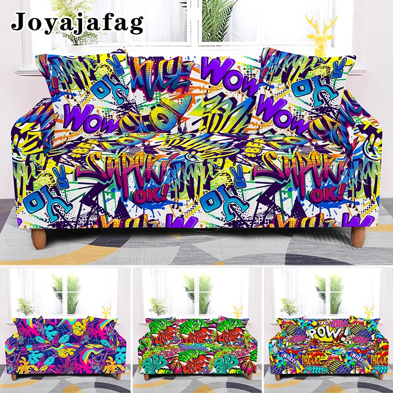 

Мультяшный разноцветный комикс комбинированный L-образный чехол на диван нескользящий эластичный чехол на диван для гостиной чехол на 1/2/3/4 сиденья