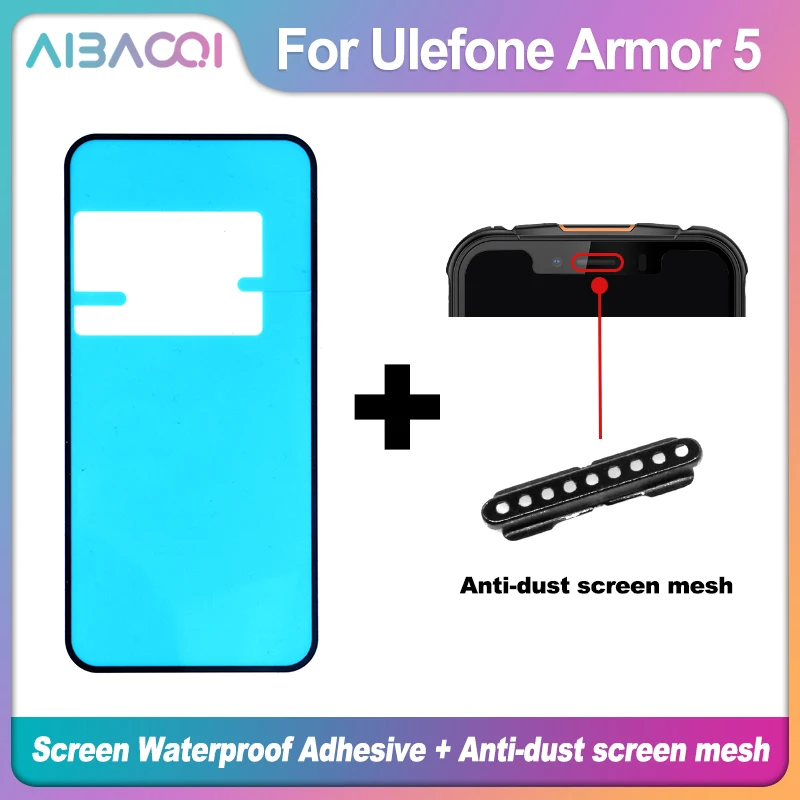New Original Front Frame Back Glass Cover Case Adhesive Sets Sticker+Earpiece receiver wire steel mesh For Ulefone Armor 5 Phone | Мобильные