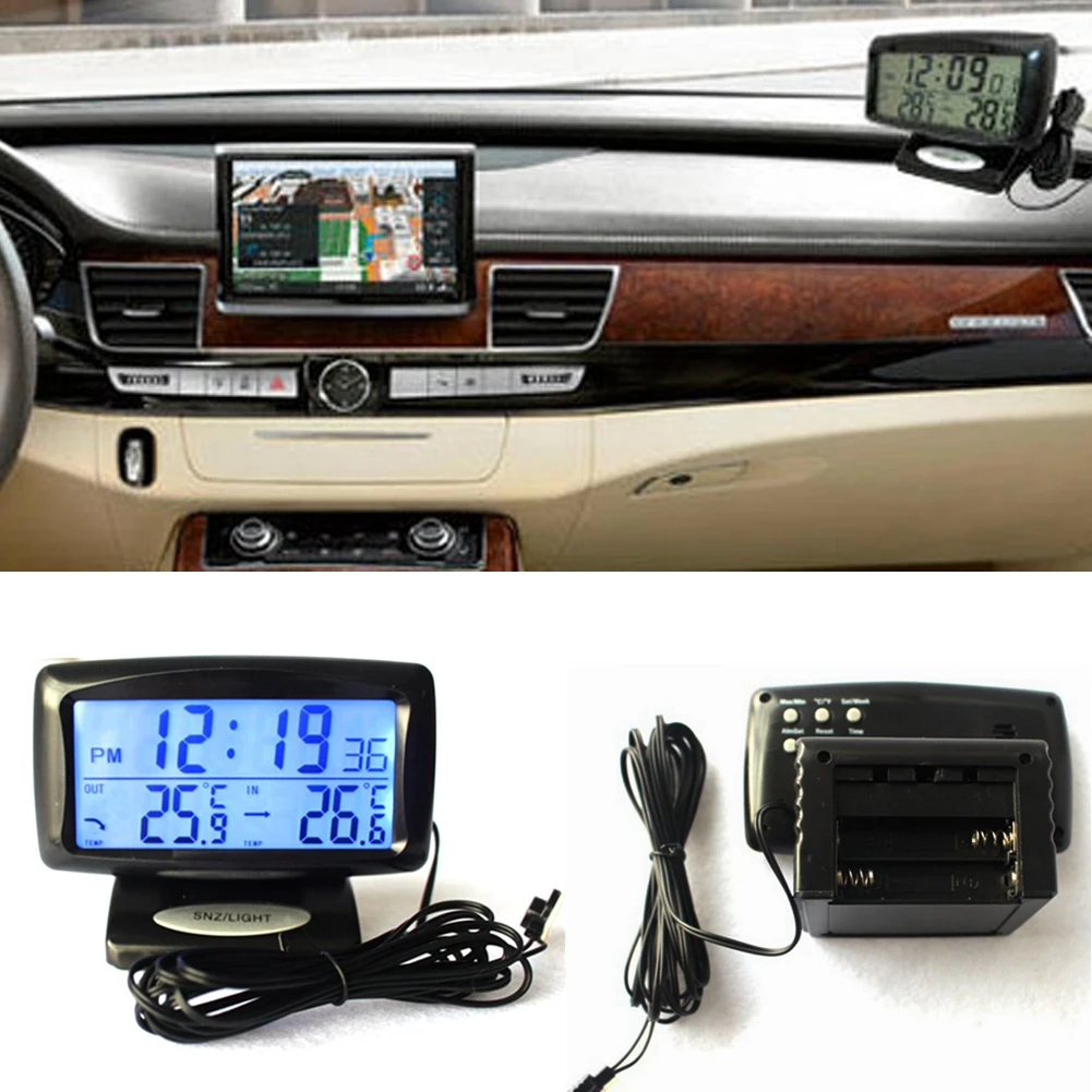2 In1 Car Kit Electronic Digital Clock Thermometer of Indoor Outdoor Backlight |