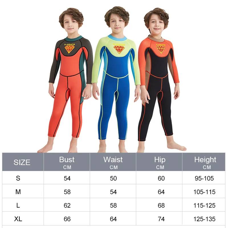 

2.5mm Children Wetsuits Neoprene Diving Suits Boys Girls Uv Protection Swimsuit Swimwear One Piece Long Sleeves Diving