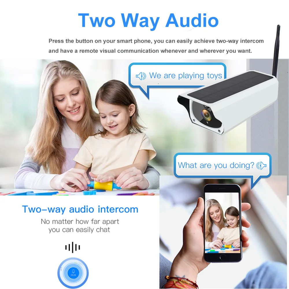 Наружная Wi Fi IP камера на солнечной батарее 1080P HD зарядка аккумулятора