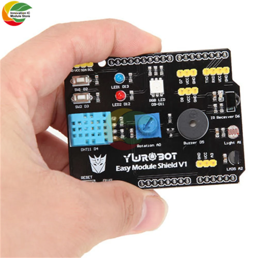 

9 in 1 Sensor Board Multifunction Expansion Board DHT11 LM35 Temperature Humidity for Arduino RGB LED IR Receiver Buzzer Module