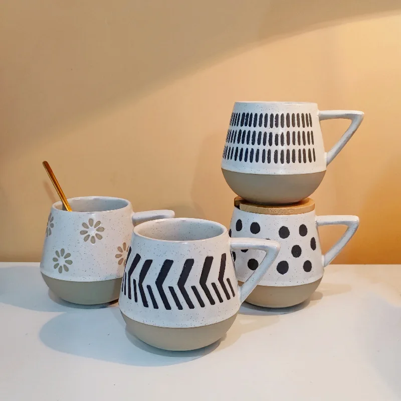 

Японские креативные керамические кружки, керамическая чашка под глазурь для завтрака, кофе, молока, чая, хлопьев, кухонный домашний декор, п...