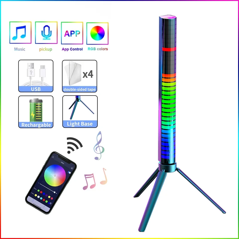 

NEW RGB Lamp 3D Arc Curved Surface Rhythm Lights Night Light for Bar Car Music Sound Control Pickup Lamp Audio Decor USB Charged