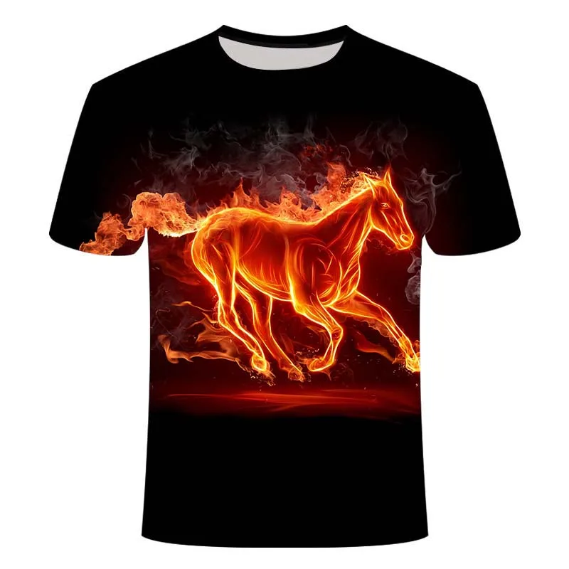 

2021 summer new men's flame T-shirt 3D printing short-sleeved men's all-match casual O-neck men's fashion top
