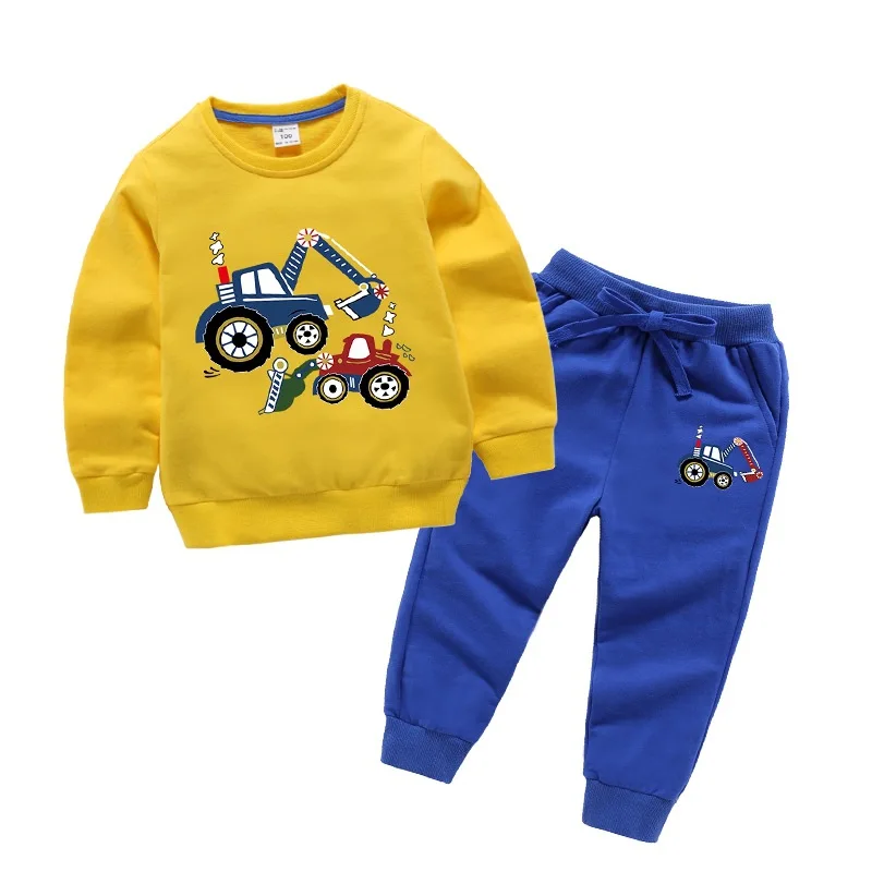 Girls Boys Autumn 18M-12T Clothes Baby Long Sleeve Children's Sets O-Neck Cotton Cartoon Suit Toddler Fashion Jumper + Trousers | Детская