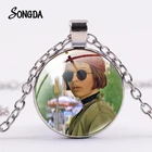 Модное ожерелье Matilda и Leon, стеклянный кабошон, хрустальный кулон, Посеребренная длинная цепь, Классический подвижный фильм, очаровательный подарок