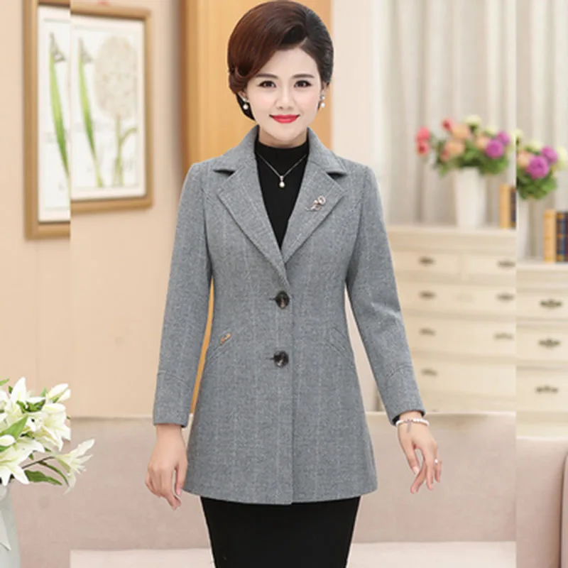 Женское шерстяное пальто осенне зимнее толстое средней длины свободного покроя