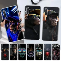 funny thinking monkey with headphone art soft cover phone case for xiaomi redmi note 10 9 9s 8 7 8t 9a 8a 7a 6a 5 4x s2 k20 pro