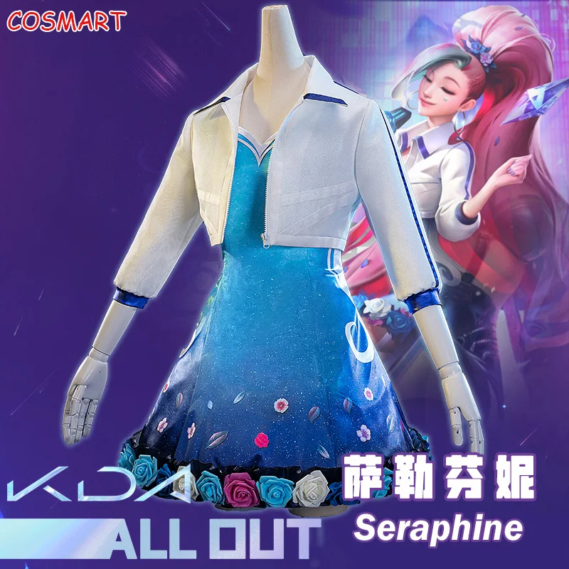 

Game LOL K/DA KDA Seraphine All Out Idol SJ Suit Dress Cosplay Costume Halloween Party Outfit For Girls Women New 2020