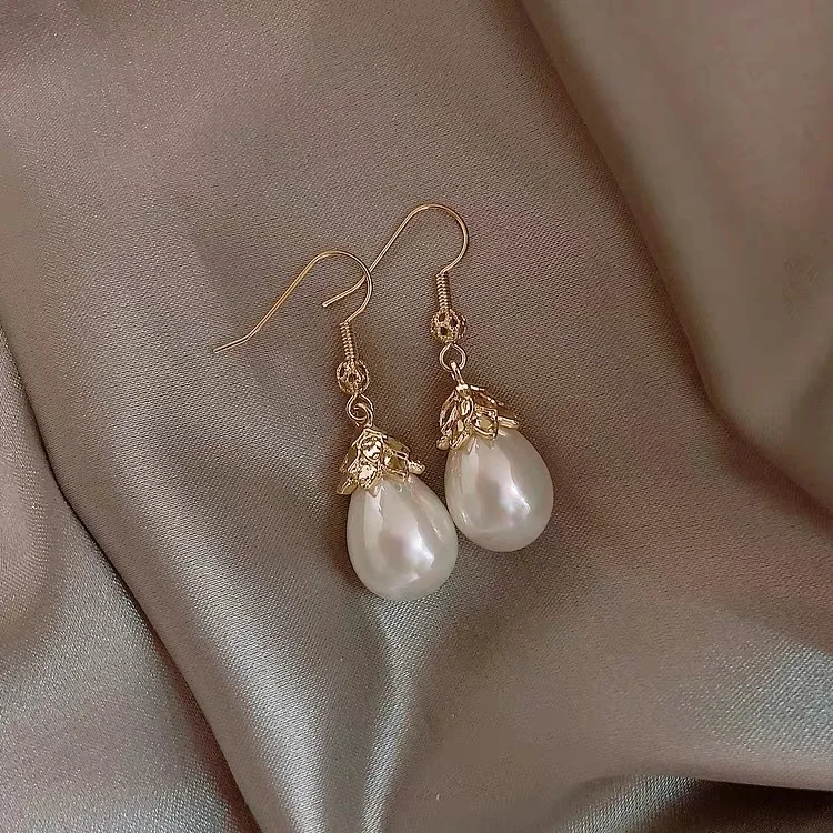 Simple Water Drop Imitation Pearl Temperament Ear Hook Retro Palace Style Elegant Long Paragraph Wild High-quality Earrings | Украшения и