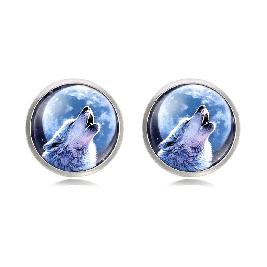 Стимпанк запонки с изображением волков мужские панк черные плетеные ювелирные