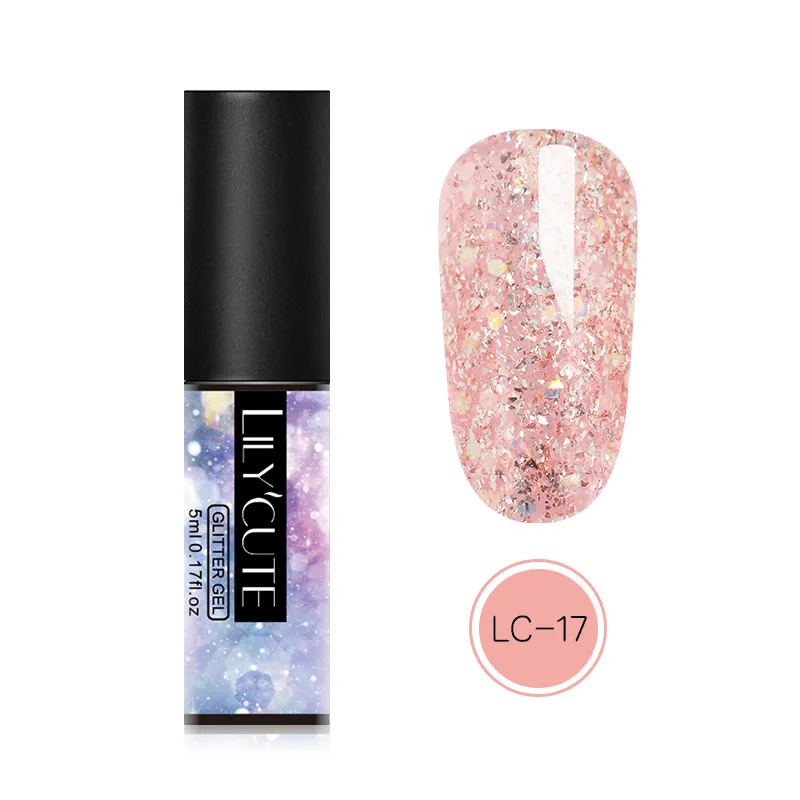 glitter 17 LILYCUTE блестки Гель-лак для ногтей замочить от ногтей УФ светодиодный Блеск Гель-лак для маникюра инструмент для дизайна - Цвет: glitter 17