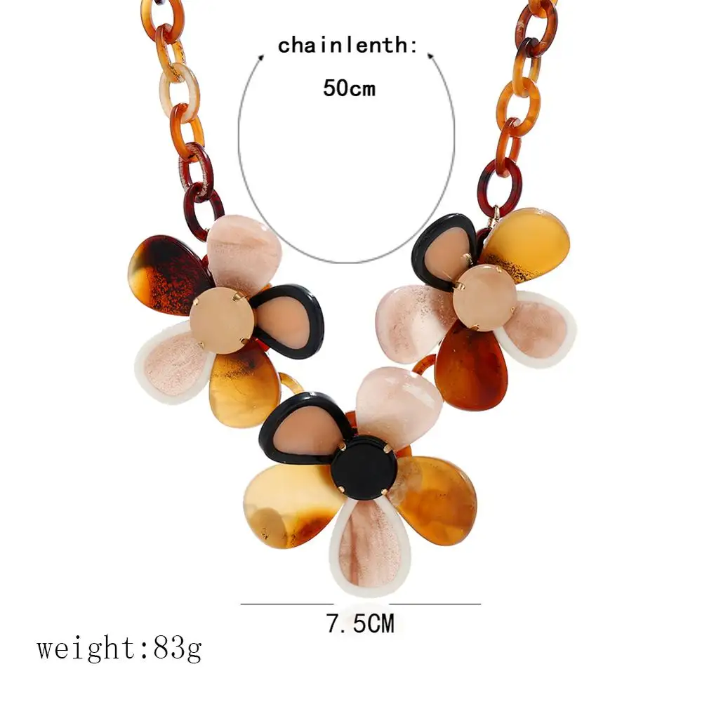 Чокер в стиле бохо Женский ожерелье из крупных акриловых цепочек с кулоном виде