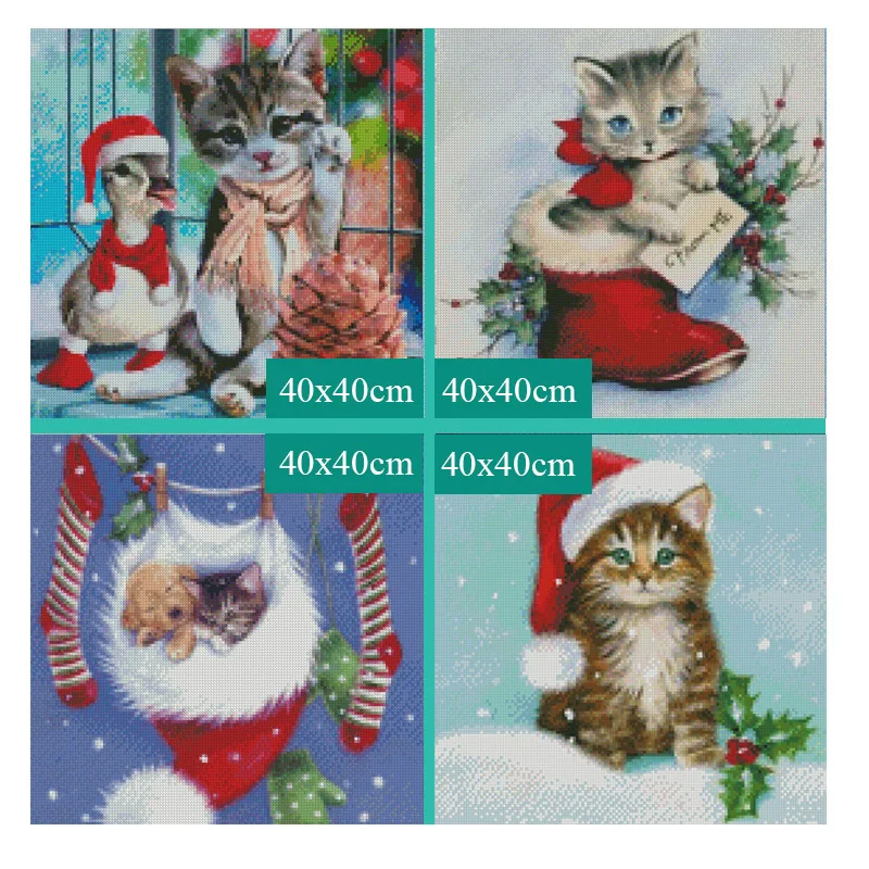 Алмазная мозаика 5D сделай сам картина коты и сапоги с круглыми стразами алмазная