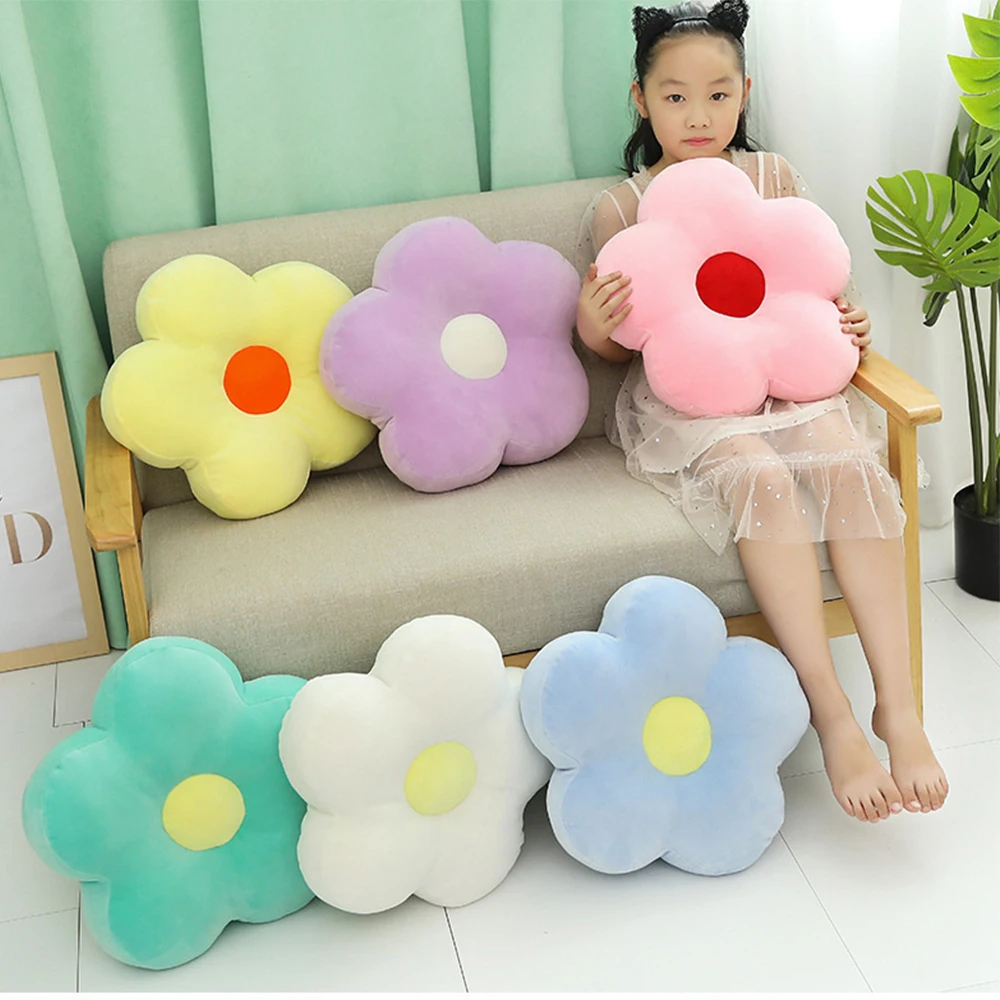 

Lovely Fresh Colorful Flower Plush Pillow Toy Soft Cartoon Plant Stuffed Doll Chair Cushion Sofa Kids Children Lovers Gifts 40cm