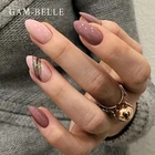 GAM-BELLE Модные накладные ногти с полным покрытием, розовая блестящая полоска, дизайн, искусственный дизайн ногтей, украшение салона, накладные ногти с клеем