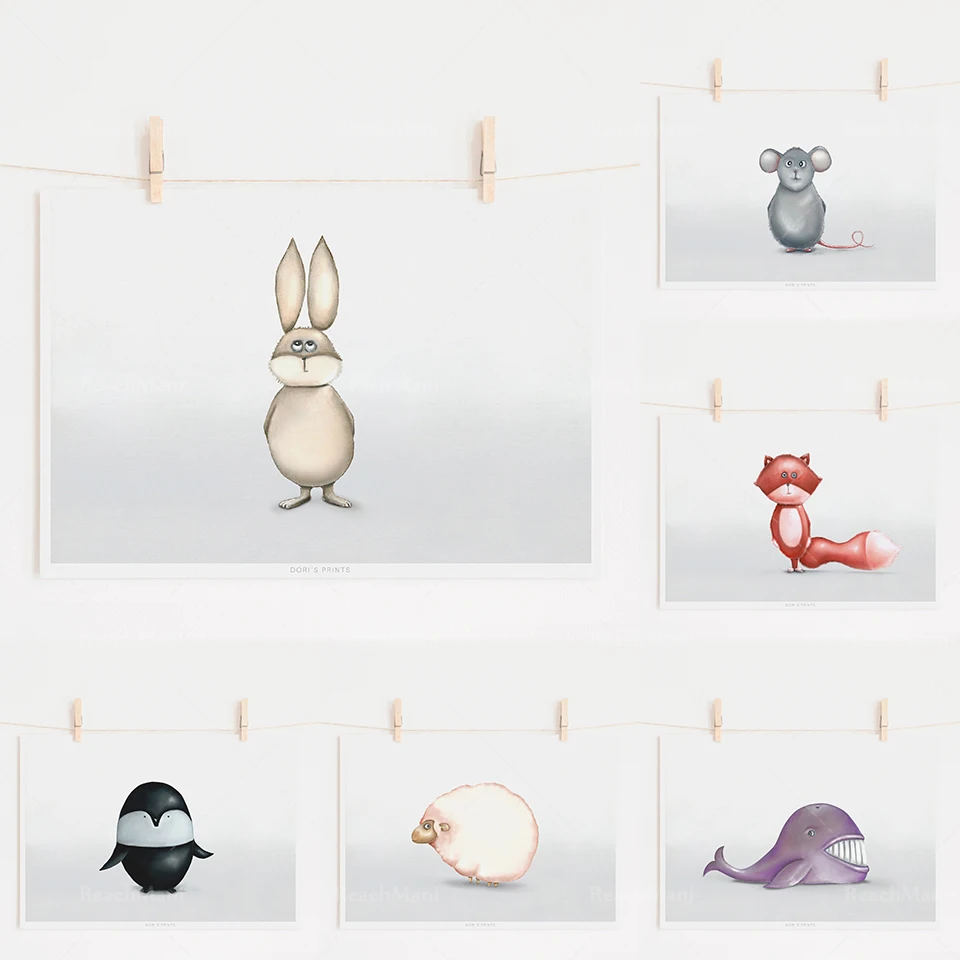 Принты животных украшение фермерского дома Детские фрески для девочек печать на