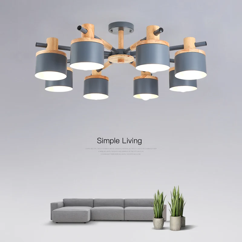 Современная люстра в скандинавском стиле Круглая Металлическая лампа с абажуром