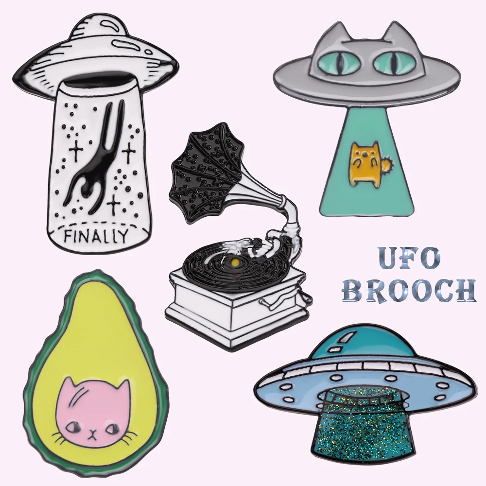 Значок броши Вселенная НЛО звездная луна фонограф Галактики космическая брошь