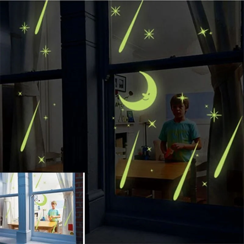DIY Метеоритный дождь Луна детский сад Новый ночник стикер на стену модная