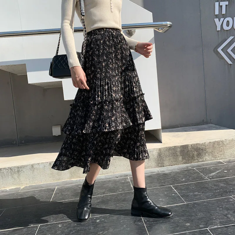 2019 зимние женские миди юбки осенняя корейская модная женская плиссированная