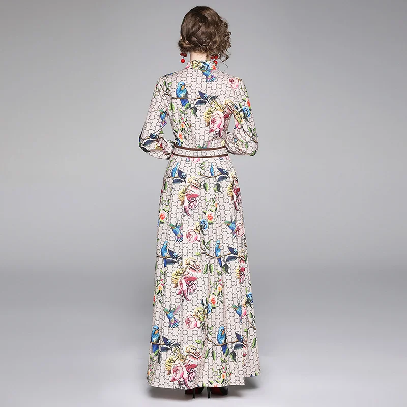 Женское длинное платье-рубашка с отложным воротником Платье макси цветочным