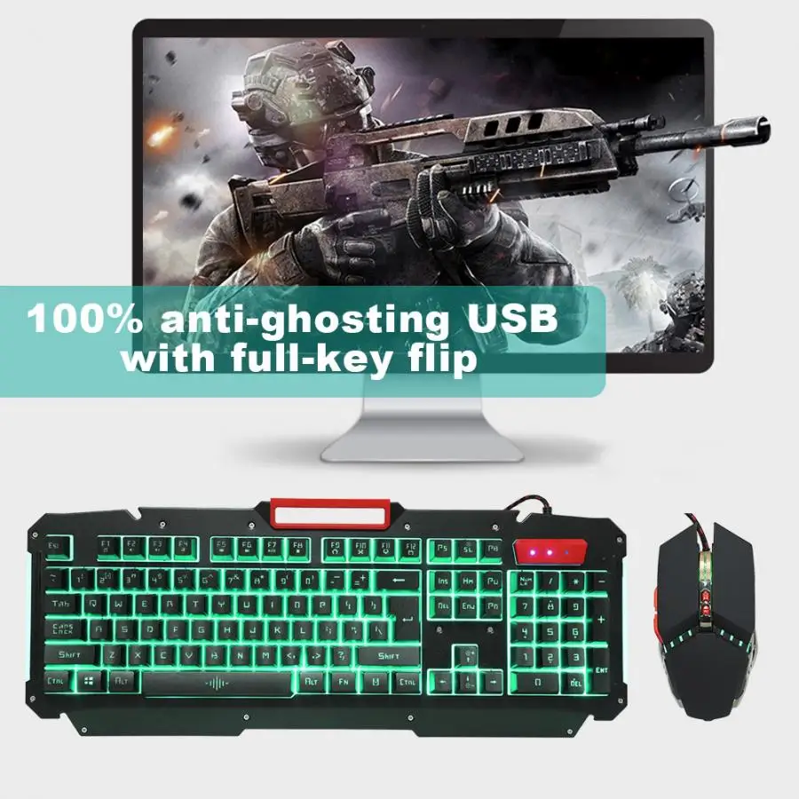 Механическая клавиатура с RGB подсветкой USB Проводная игровая клавиатура имитация механического ощущения 104 клавиш водонепроницаемые компьютерные игровые клавиатуры