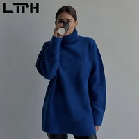 ltph streetwear oversized loose turtleneck sweater women knitted long sleeve pullovers all match jumpers warm 2022 spring new