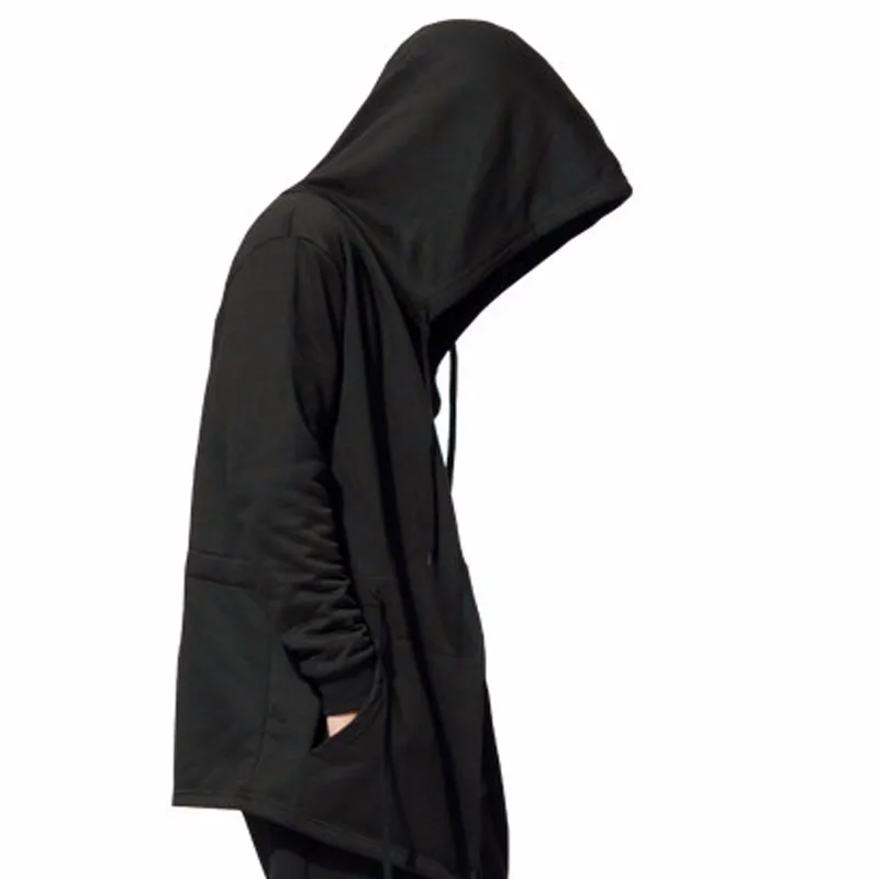 

HOT Men's assassin hooded hoodies Mens long sleeve punk spring black thin cloak sweatshirts streetwear men clothes XXXL HD01