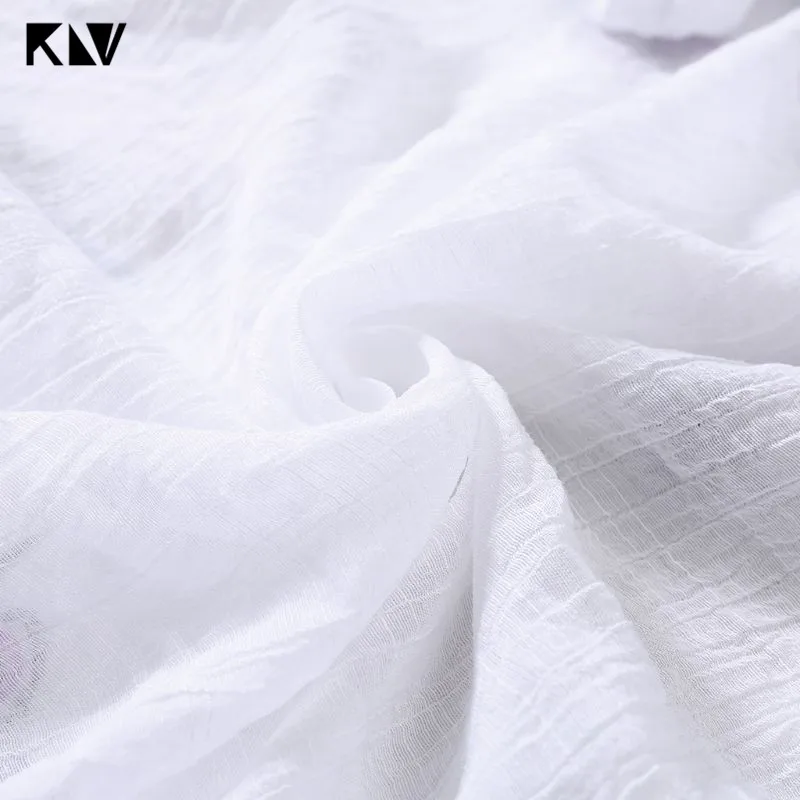 Женская винтажная блузка KLV Повседневная Свободная составного кроя в стиле бохо