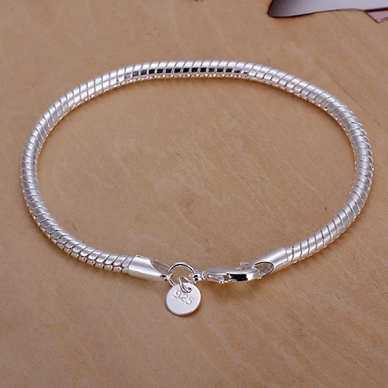

925 Silver Stylish Personality Snake Bone Bracelet for Men and Women Silver Bracelet Jewelry Wholesale