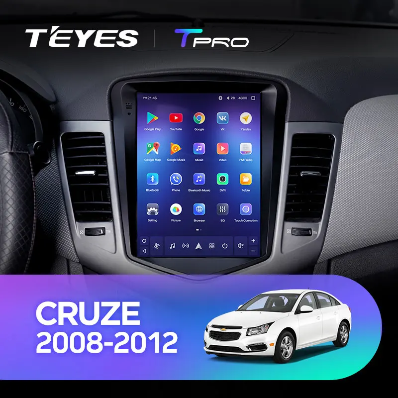 TEYES TPRO Штатная магнитола для Шевролет Круз Экран Тесла Chevrolet Cruze J300 Tesla screen Android 8.1, до 8-ЯДЕР, до 4+ 64ГБ 32EQ+ DSP 2DIN автомагнитола 2 DIN DVD GPS мультимедиа автомобиля головное устройство