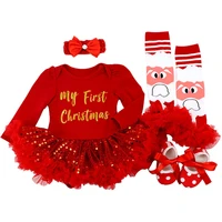 my 1st christmas outfits infant red sequins dresses baby girls santa claus deer dress costume for toddler new year clothing 12m