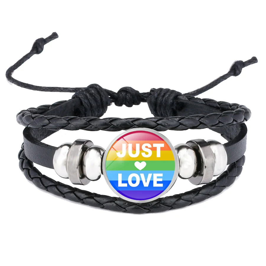 Гей Прайд Стекло и украшением в виде пряжки браслет Радужный Флаг собственными