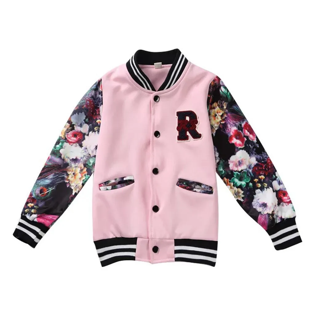 Свитер для девочек свитер с длинными рукавами и цветочным принтом однобортная