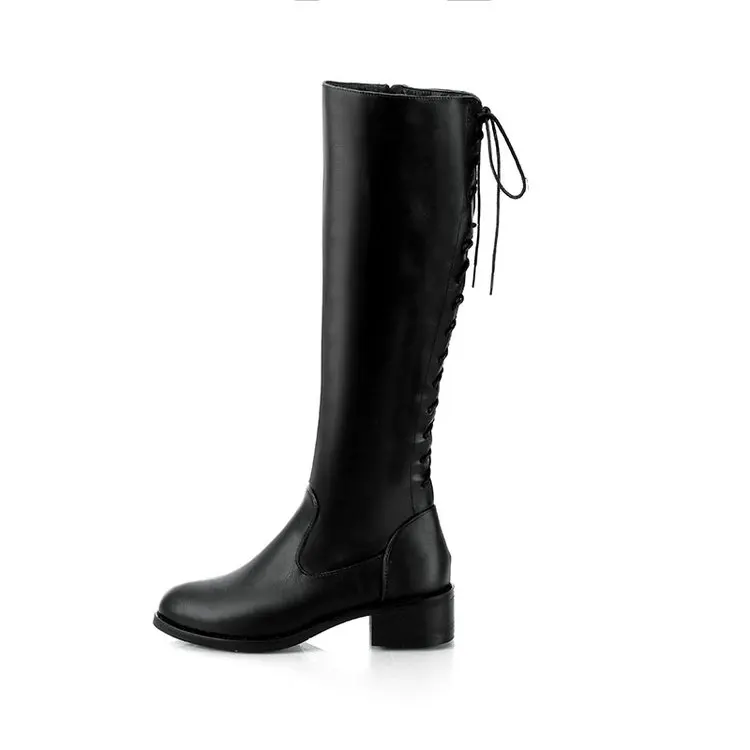 Сапоги Aleafalling женские мотоциклетные до колена сапоги-трубы с перекрестной