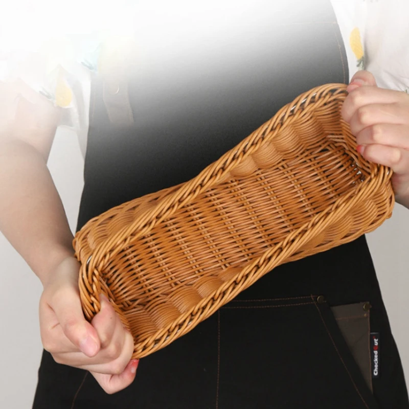 

Desktop Cutlery Storage Woven Basket Restaurant Tableware Drain