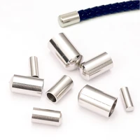 50pcslot stainless steel end caps 2345mm hole fitting leather rope cord thread end crimping for diy bracelet jewelry making