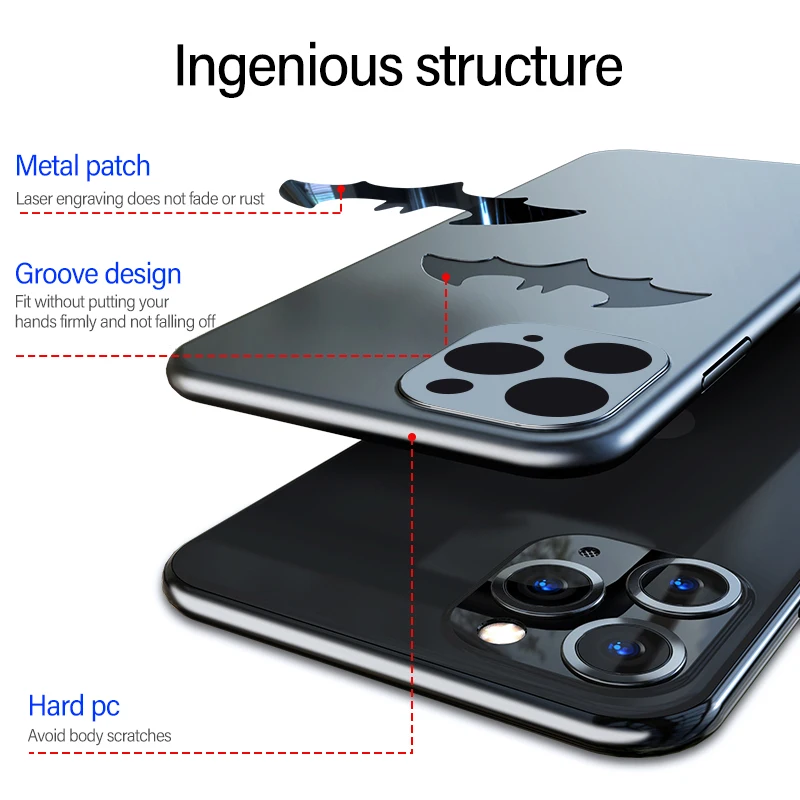 Ultra-thin Matte PC Metal Bat Phone Case For iPhone 11 Pro Max SE XSmax XR XS X 8 7 6 Plus Luxury Magnetic Protection Cover