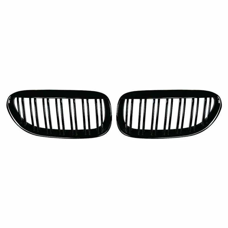

1 Pair Gloss Black Double Slat for BMW E63/E64 M6 630i 640i 650i 645ci 2003- 2010 Front Grilles Replacement Car Styling