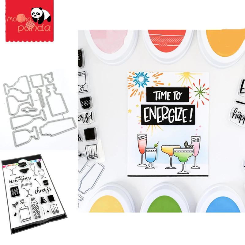 Вино Стекло металлический Трафаретный вырубной штамп и марки DIY трафарет для