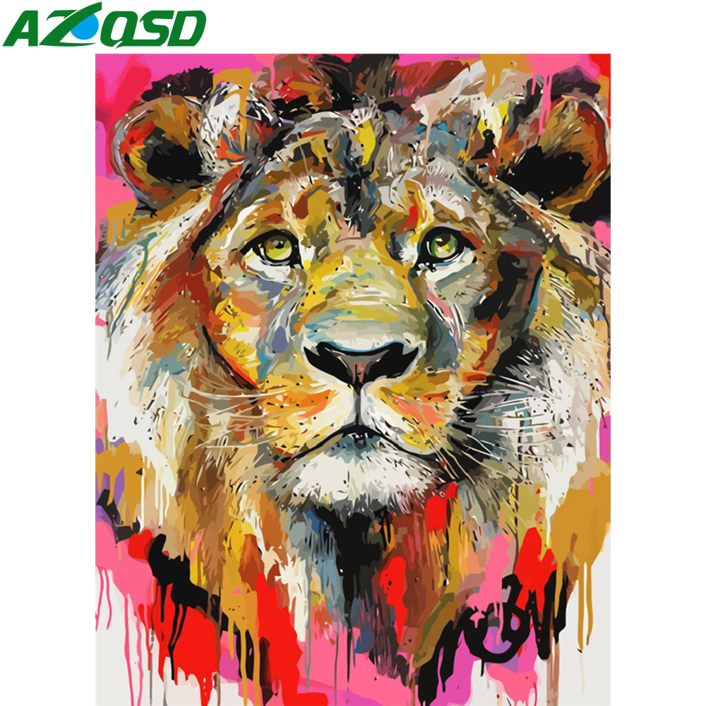 

AZQSD DIY Oil Painting By Numbers Canvas Lion Home Decoration 40x50cm Coloring By Numbers Animal Home Bedroom Wall Artwork