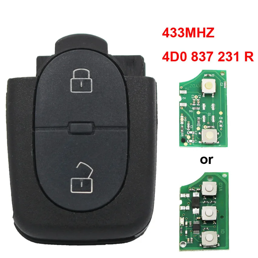 2 кнопки складной дистанционный ключ 4D0 837 231 R 433MHZ ID48 чип 4D0837231R для Audi A3 A4 A6 Quattro