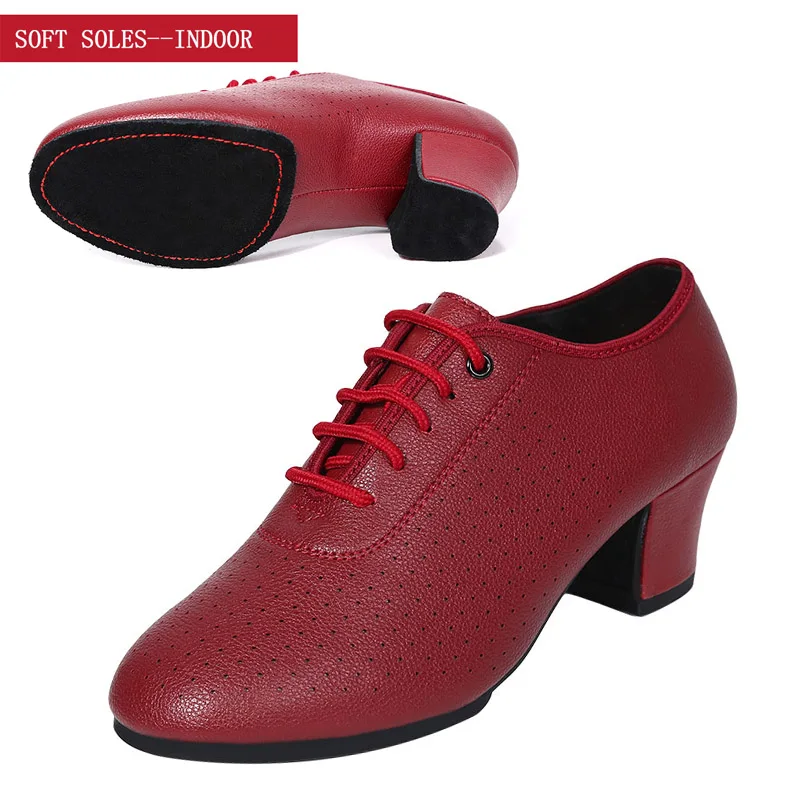 SOFT SOLE-RED Танцевальная обувь для сальсы; женская обувь для танцев на мягкой подошве; Современная обувь; обувь на высоком каблуке; женская пикантная обувь; большие размеры 34-42 - Цвет: SOFT SOLE-RED