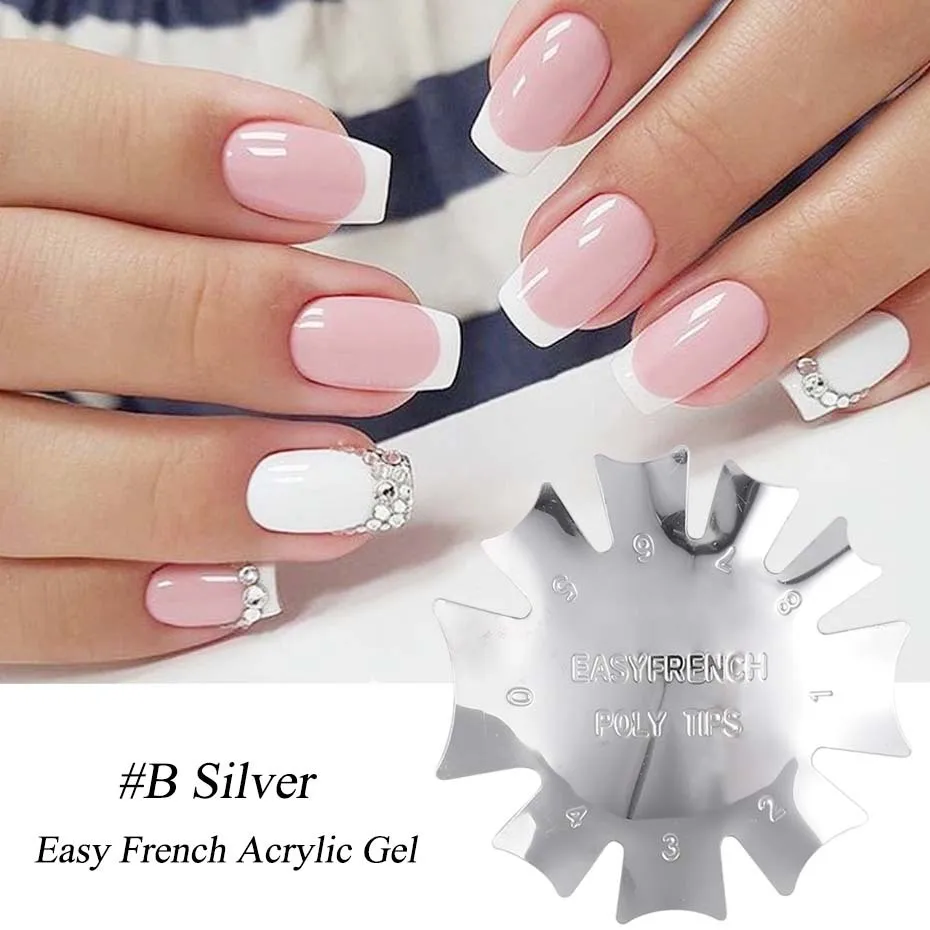 

Pro 9 Sizes Easy French Cut V-shape Tips Manicure Edge Trimmer Shaped Stainless Steel Line Tools Nail Art Acrylic Cutter