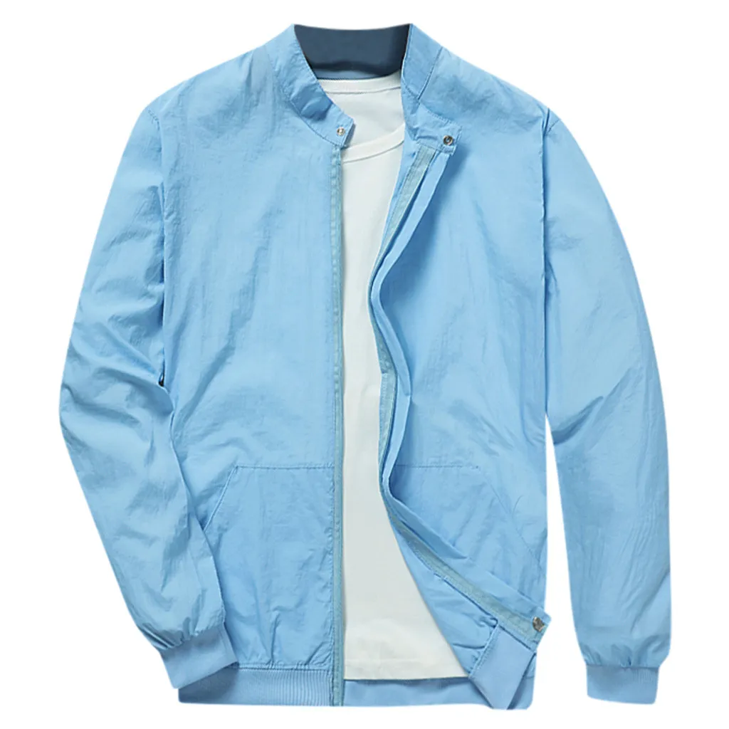 Куртка мужская с широкой талией модная повседневная однотонная длинным рукавом