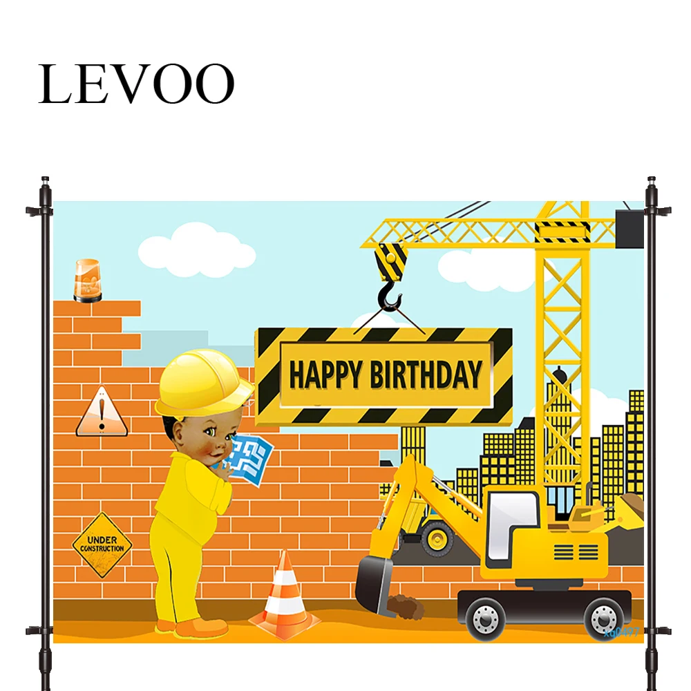 

LEVOO Photophone Backdrop Construct Engineering Baby Excavator Birthday Photocall Decor Fabric New Shoot Photography Backdrop